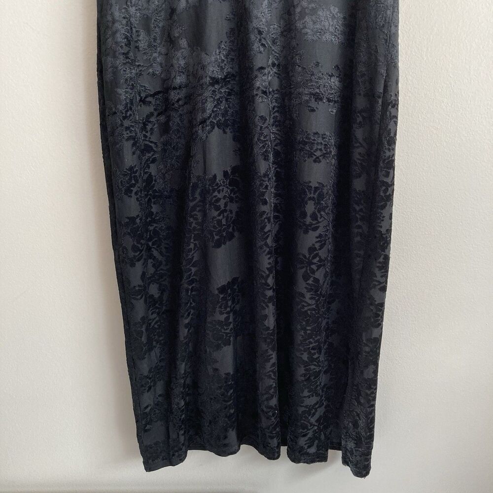 Express Vintage Y2K Crushed Velvet Dress Black Size 7/8 Whimsigoth Goth 90s - Picture 6 of 12